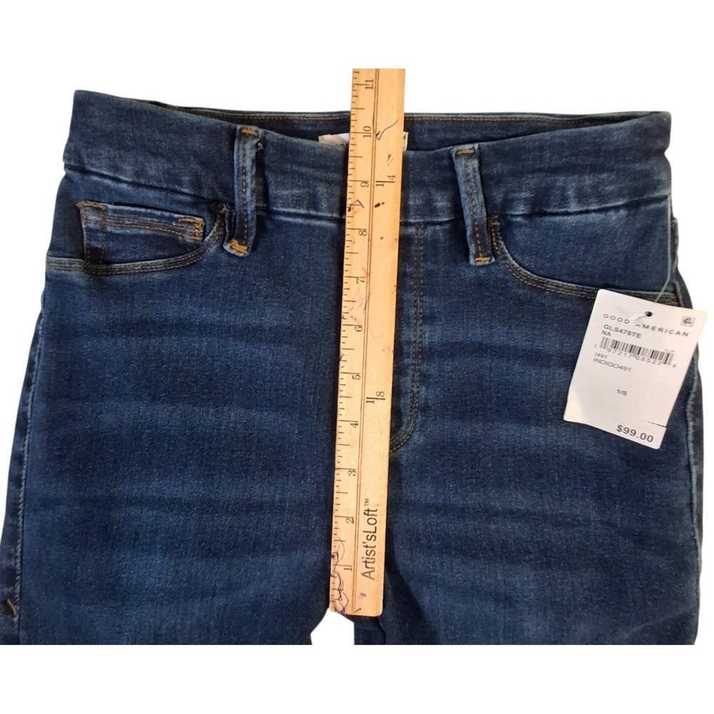 NWT Good American Pull On Jeans Women's Small Blue Stretch Good Legs Straight - Picture 9 of 12
